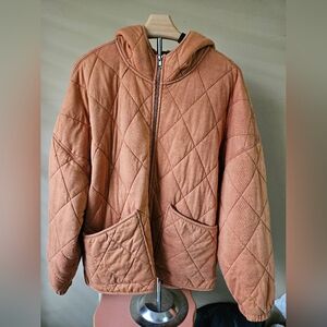 Wild Fable Quilted Bomber Jacket Women’s XL Rust Tan Lightweight